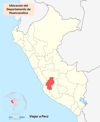 Mapa que indica la ubicación geográfica del departamento de Huancavelica dentro del territorio peruano
