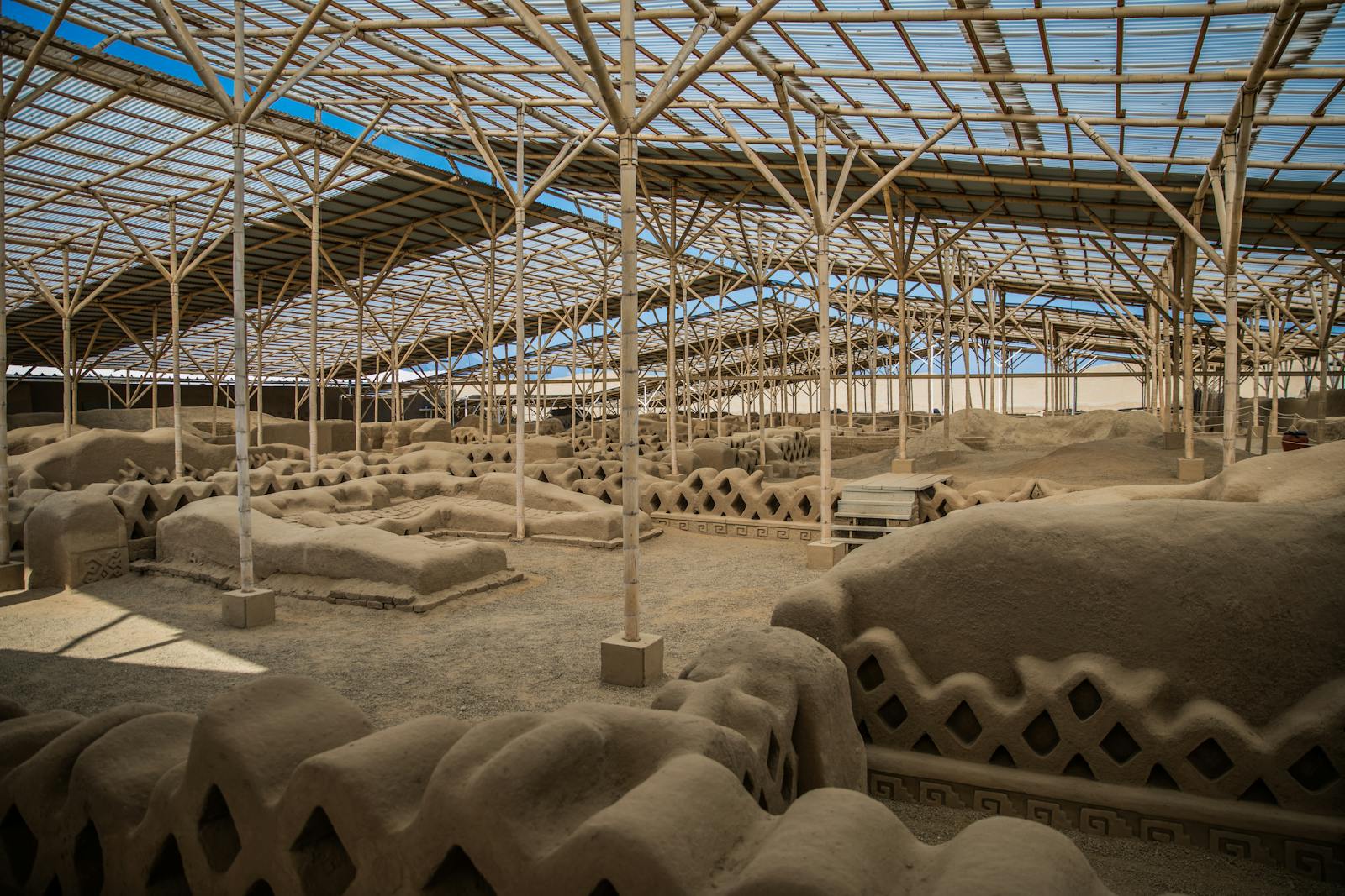 Ancient adobe ruins at the Chan Chan UNESCO World Heritage Site in Peru.